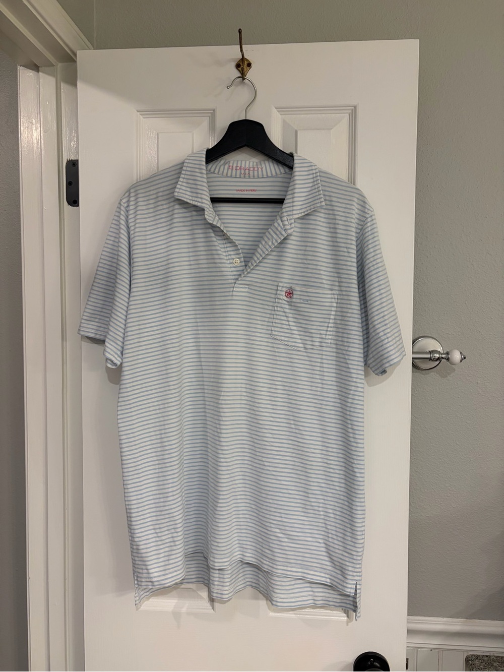 B. Draddy Pima Cotton Striped Golf Polo Texas Star Men’s Large